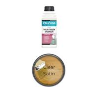 Polyvine Wax Finish Varnish Satin - Quick Dry, Water Resistant Clear Varnish Wax - Quick Dry, Long Lasting Protection, Heat & Stain Resistant for Interior Wood, MDF, Furniture, Emulsion & More,500ml