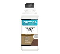 Polyvine Wood Dye - Interior Exterior Wood Colour Restorer - Quick Drying, Water Based Intermixable Woodwork Sealer Any Colour for Furniture, MDF, Ply, Hardwood, Softwood - Medium Oak, 1 L