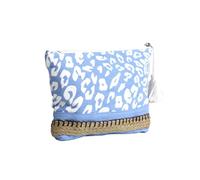 Pom Peace of Mind Blue Cosmetic Makeup Bag Travel Toiletry Pouch Organiser Leapord Print Cotton Mini Small