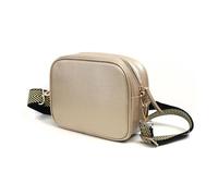 Pom Peace of Mind Camera Shoulder Bag Cross Body Metallic Golden Vegan Friendly with Zig-Zag Chevron Strap