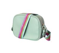 Pom Peace of Mind Camera Shoulder Bag Cross Body Mint Green Vegan Friendly with Rainbow Striped Strap