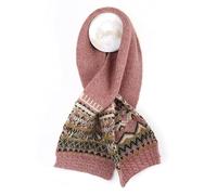 Pom Peace of Mind Dusky Pink & Green Mix Fairisle Pull Through Scarf