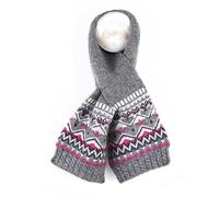 Pom Peace of Mind Grey Mix Fairisle Pull Through Scarf