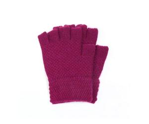 Pom Peace of Mind Knitted Fingerless Gloves for Ladies, Arm Heat, Ideal for Cold, Driving, Cycling - Half Finger Gloves One Size (Magenta Pink)