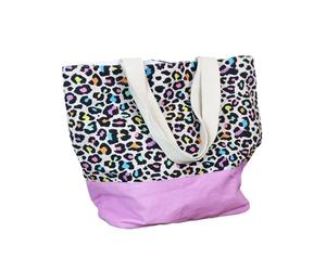 Pom Peace of Mind Large Multicoloured Leopard Print Shoulder Bag Reusable Cotton Bag For Shopping