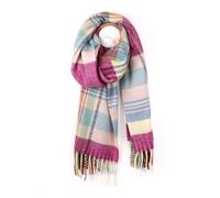 Pom Peace of Mind Magenta and Pastel Mix Tartan Check Scarf