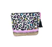 Pom Peace of Mind Multicoloured Cosmetic Makeup Bag Travel Toiletry Pouch Organiser Leapord Print Cotton Mini Small