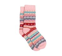 Pom Peace of Mind Pastel Pink, Red and Aqua Mix Fairisle Nordic Pattern Women's Socks
