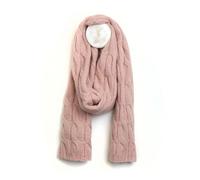 Pom Peace of Mind Soft Pink Classic Cable Knit Scarf - Recycled, Long and Warm Winter Accessory for Women - Cozy Knitted Neck Wrap for a Stylish and Comfortable Look!