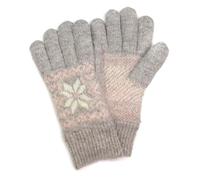 POM Peace of Mind Stylish Ladies Grey Nordic Starflower Fleece Lined Thermal Knitted Gloves One Size