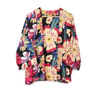 Pom Peace of Mind Womens Floral Kimono Beachwear Cardigan Bikini Long Cover - Dark Blue