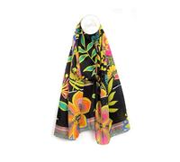 Pom Peace of Mind Womens Large Summer Beach Scarf Faux Silk Neck Wrap Shawl Cover Up Sarong Black Floral