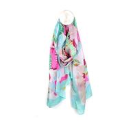 Pom Peace of Mind Womens Large Summer Beach Scarf Faux Silk Neck Wrap Shawl Cover Up Sarong Tropical