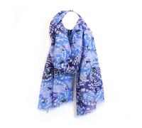 Pom Peace of Mind Womens Lightweight Summer Scarf Blue Grey Paisley Eco Recycled Stylish Shawl Gift