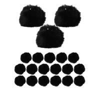 Pom Pom Ball 8cm Plush Faux Fur Black with Elastic Loop 20pcs