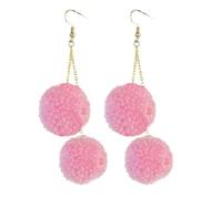 Pom Pom Earrings Colorful Faux Fur Fluffy Ball Earrings for Women Handmade Soft Plush Pom Pom Dangle Drop Earring Valentine's Day Jewerly Gifts, Zinc, No Gemstone