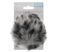 Pom Pom: Faux Fur: 11cm: Leopard: Grey