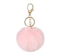 Pom Pom Fluffy Keyring,Pom Pom Keyrings Keychain Fluffy Balls Soft Plush Key Ring Cute Keychain Keyring Gifts for Bag Charm Christmas Birthday Gifts for Her Women Girls Friends Girlfriend Sister,Pink