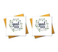 Pom Pom"Good Luck" Greeting Card, Green, POM055 (Pack of 2)