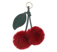 Pom Pom Keychain Cute Cherry Keychain Fluffy Accessories Cherry Bag Charms Purse Charms Car Bag Charm Handbags Pendant for Women Girl Birthday Christmas Gifts Stocking Stuffers