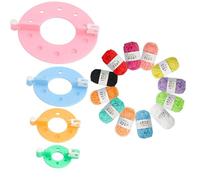 Pom Pom Maker Kit, 14-Piece DIY Craft Set with 4 Pairs of Pompom Makers and 12 Color Yarn, Perfect for Hats, Scarves, and Home Decor Projects