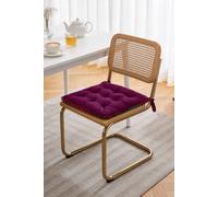 Pom Pom Trim Quilted Soft Dining Chair Cushion in Magenta The hot sale Magenta
