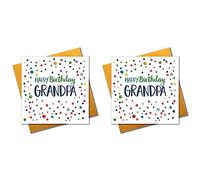 Pom PomHappy Birthday, Grandpa" Greeting Card", POM031, grey|green|yellow|oak (Pack of 2)