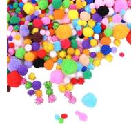 Pom Poms, 1000 Pieces Multicolor Pom Balls, Fluffy Soft Pastel Poms, 0.4 0.6 0.8 1 1.2 Inch Pompoms for Crafts, DIY and Decorations, Pastel