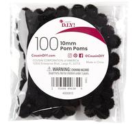 Pom-Poms 10mm 100/Pkg-Black