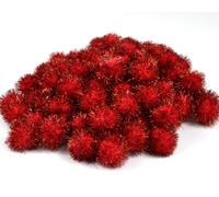 POM-POMS 1IN PK100 - Pom Poms 2.5cm: Metallic Red: Pack of 100 - Trimits Groves & Thames Multi One Size