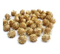 Pom Poms - 25mm (1") - Craft Fluffy Fuzzy Pom Pom Balls - 19 Colours (Glitter Gold - 25mm - 40 per Pack)