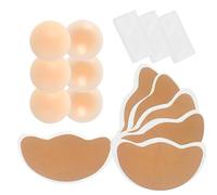 POMAMZ 3 Pairs Breast Lift Tape + Nipple Covers, Invisible Adhesive Bra Tape for Large Busts, Ultra-Thin, Breathable Lift Support, Waterproof Body Tape for Backless Dresses, Beige C-D