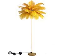 pombconw Feather lamp,Ostrich Feather Floor Lamps for Living Room Gold Floor lamp with Blue Pink White Feather Dimmable Light Suitable for Gift to Daughter (gold)