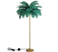 pombconw Feather lamp,Ostrich Feather Floor Lamps for Living Room Gold Floor lamp with Blue Pink White Feather Dimmable Light Suitable for Gift to Daughter (green)