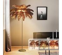 Ostrich Feather lamp,black pink Gold Floor lamp feather led standing lamp for Daughter's Room can be DIY Applicable to living room lamp decoration (coffee)