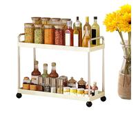 Pomberi Bathroom Vanity Organizer | 2-Tier Condiments Holder - Decorative Kitchen Storage Shelf for Desk Dorm Vanity Coffee Bar Pantry Makeup Station Bathroom