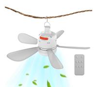 Pomberi Tent Ceiling Fan for Camping | Outdoor Patio Fan with Light and Remote Control - Adjustable Speed, Rechargeable Cooling Device for Pergola RV