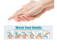 Pomberi Wash Your Hands Instruction Sign,Matte Adhesive Handwashing Guide Signs - Step By Step Guide Hygiene Sticker Safety Informative Decals for Kitchen Sink Business Work Restaurant