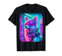 Pomchi Dog Cyber Vaporwave 80's Synthwave Retrowave Disco T-Shirt