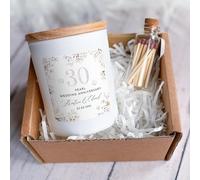 Pomchick - 30th Pearl Wedding Anniversary Scented Candle Personalised Gift for Couples Friends Family with Names & Date 30 Anniversary Keepsake