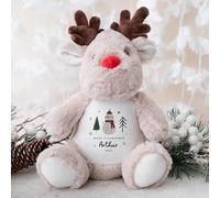 Pomchick | Baby 1st Christmas Soft Toy for Personalised First Xmas Cute Reindeer Teddy Plush Gift for Nephew Niece Grandson Granddaughter Son Daughter