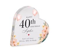 Pomchick - Birthday Gift with Age and Name for Her Personalised Custom Acrylic Heart Keepsake Present for Best Friend Auntie Sister 21st 30th 40th 50th