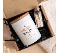 Pomchick - Far Away Scented Candle Gift for Her Friend I Miss You So Much Personalised with Names Long Distance Gift for Boyfriend Girlfriend Family