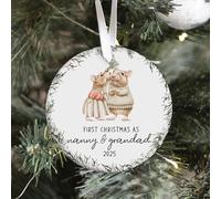 Pomchick | First Christmas as Nanny and Grandad Ceramic Ornament New Grandparents Tree Decoration Keepsake Gift for Grandma Grandpa