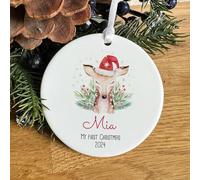 Pomchick | First Christmas Keepsake Ceramic Ornament for Baby Boy or Girl Granddaughter Grandson Niece Nephew Son Daughter 1st Xmas ornament