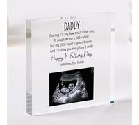 Pomchick | First Father's Day Gift from the Bump Personalised Daddy Acrylic Keepsake with Scan Photo New Dad Sentimental Present for daddy father dad
