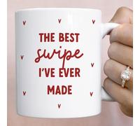 Pomchick | Funny Mug & Coaster Gift for Girlfriend Fiance Wife œThe Best Swipe I've Ever Made Cute Present Tinder Love Match Valentine's Day Birthday-Coaster and Mug (Mug)