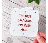 Pomchick | Funny Mug & Coaster Gift for Girlfriend Fiance Wife œThe Best Swipe I've Ever Made Cute Present Tinder Love Match Valentine's Day Birthday-Coaster and Mug