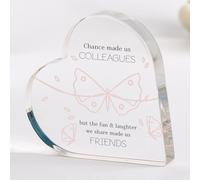 Pomchick | Gift for Colleague Friend Heart Plaque Keepsake for Her Birthday Leaving Far Away or Thank You Present for Female Work Friend Team Member