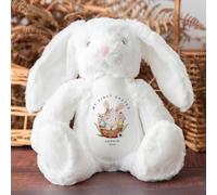 Pomchick | My First Easter Bunny Soft Toy - Personalised Plush Gift for Baby Girl or Boy Nephew Niece Son Daughter Grandson-White